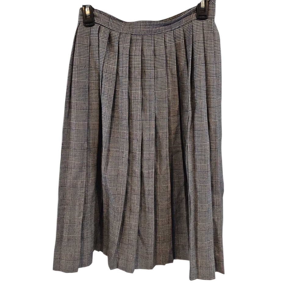 Vintage Left Bank Size 6 Pleated Wool Skirt Plaid
